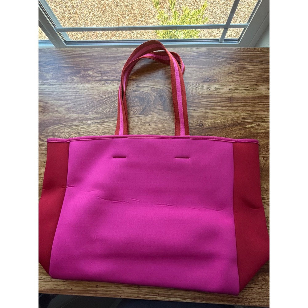 Summersalt Neoprene Tote Bag Pink Red Colorblock Beach Travel Gym Carryall